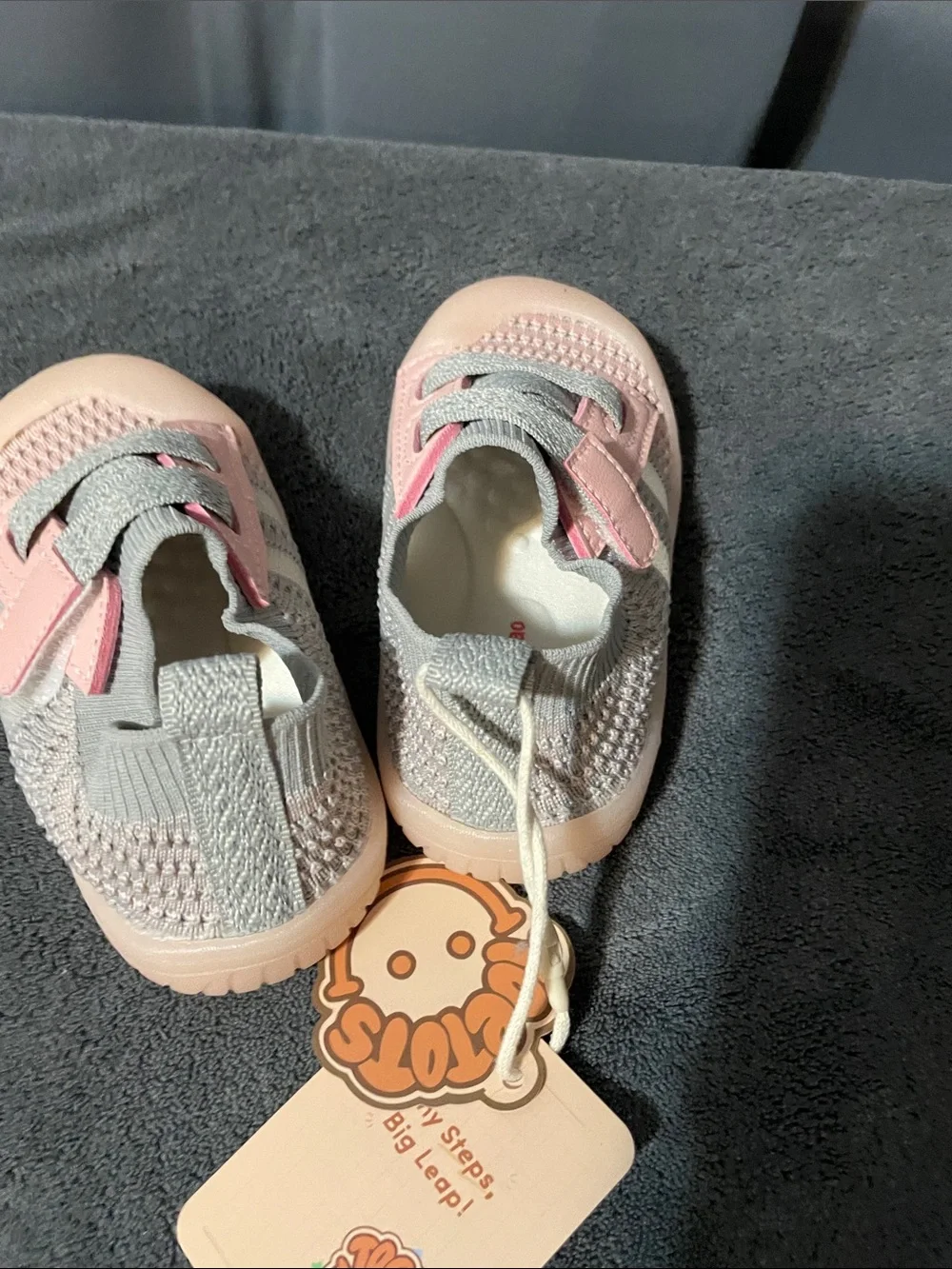 Baby Walker Shoes - Pink and Gray Soft Flex Sneakers